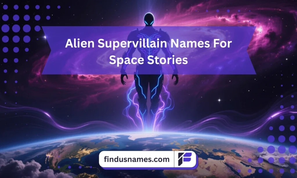 A cosmic alien villain floating above a planet representing alien Supervillain Names for space stories.