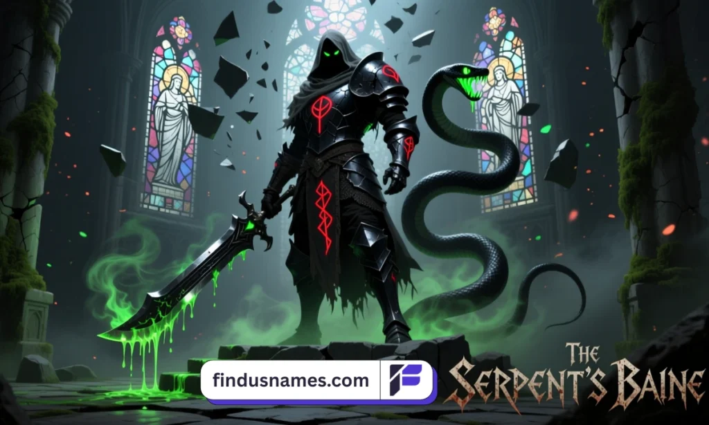 Male warrior with poison mist and serpent-shaped sword