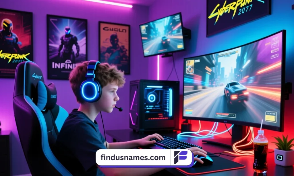 Futuristic banner design with pro cool gaming names and gamer tags