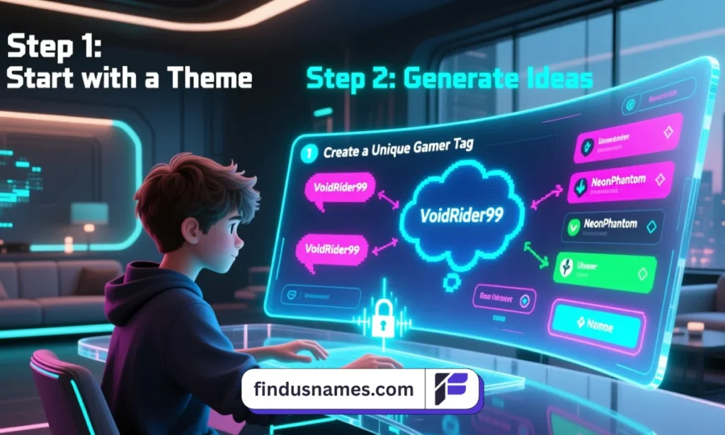 Step-by-step process of choosing cool gaming names.