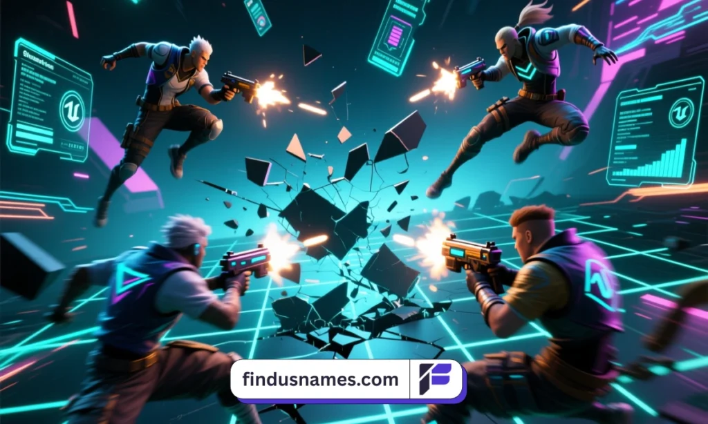 Online game characters displaying cool gaming names and gamer tags