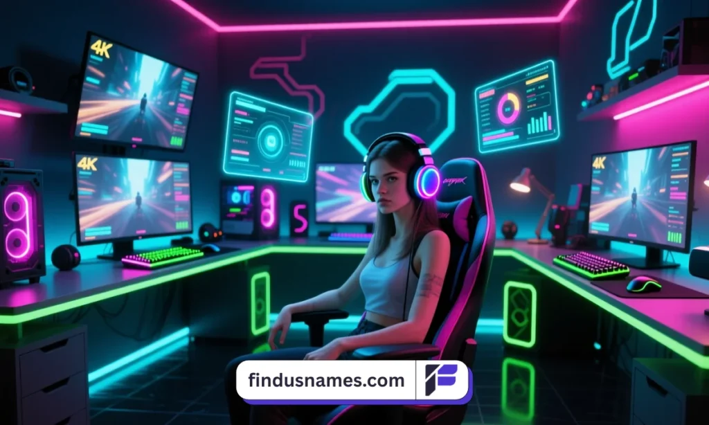 Aesthetic female gamer setup for cool gaming names list for girl