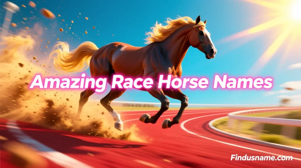 Amazing race horse names showing creative male race horse names with powerful racing visuals