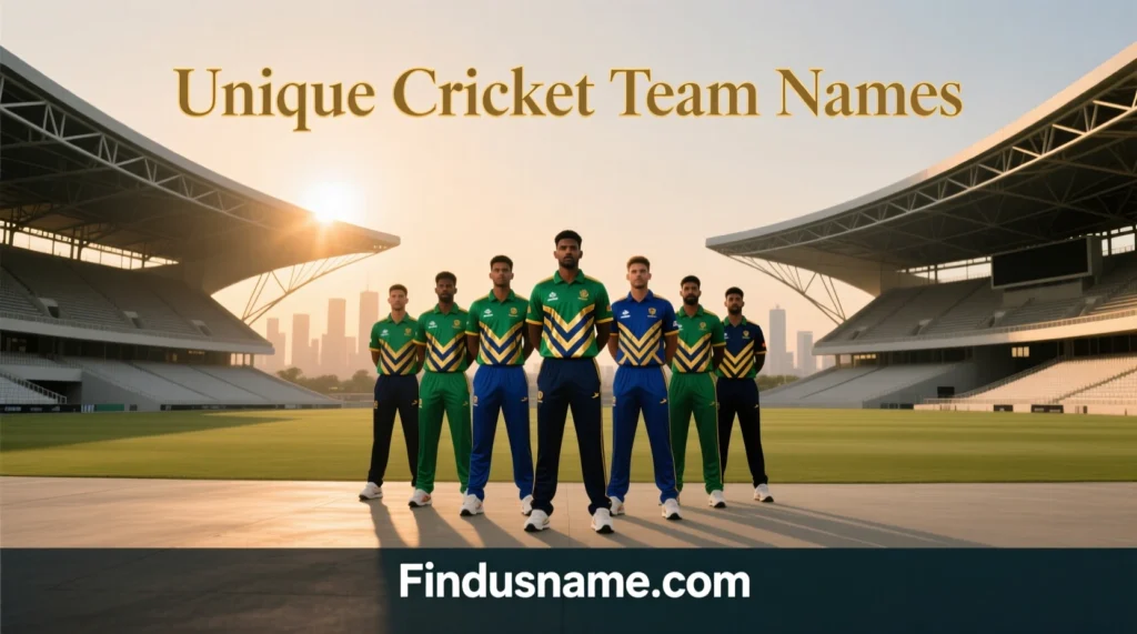 Unique Cricket Team Names showcasing rare and creative cricket team names for clubs and leagues