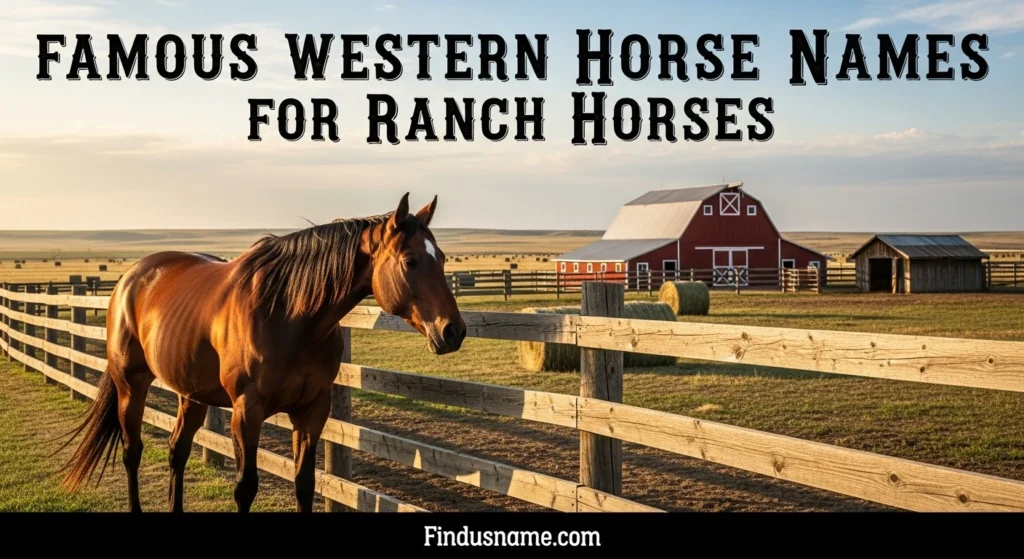620+ Legendary and Powerful Famous Western Horse Names That Inspire 7 Famous Western Horse Names for Ranch Horses image inspired by ranch life and famous western horse names.