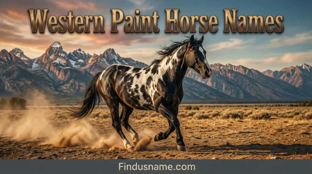Western paint horse names inspired by ranch life, cowboy culture, and bold paint horse patterns.