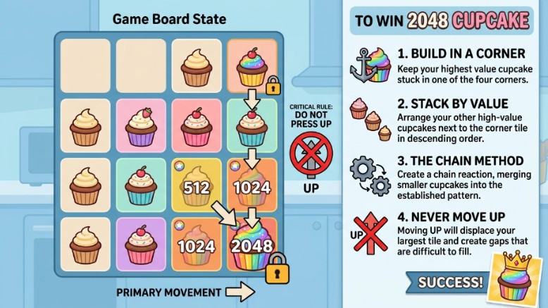 What Is the Best Strategy to Beat the 2048 Cupcake Game?